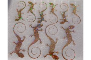 10  Buegelpailletten  Gecko holo gold
